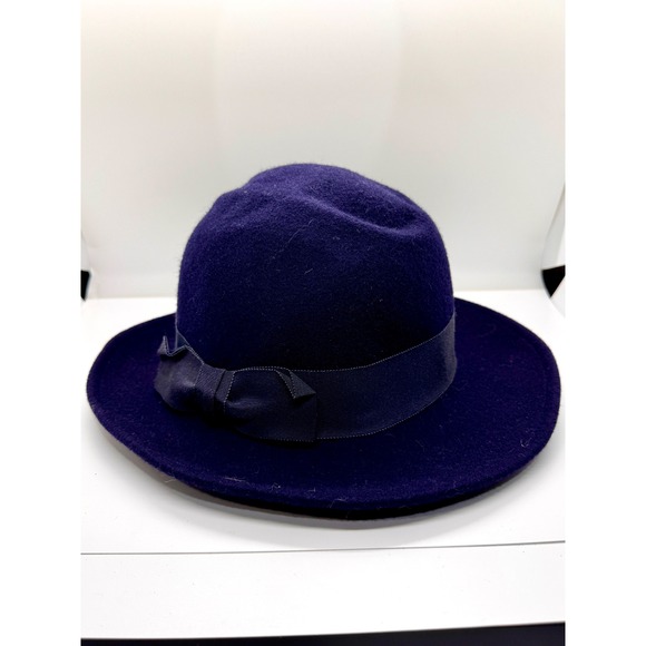 betmar Accessories - Street Smart by Betmar Blue Wool Felt‎ Fedora Hat Vintage Union Made USA Bow
